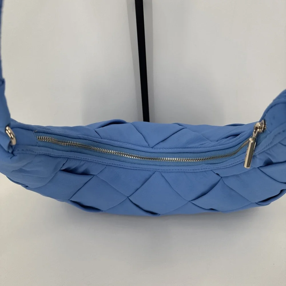 Jason Wu Women Nylon Woven Hobo Shoulder Bag Vista Blue Summer Half‎ Moon